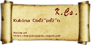 Kubina Csépán névjegykártya